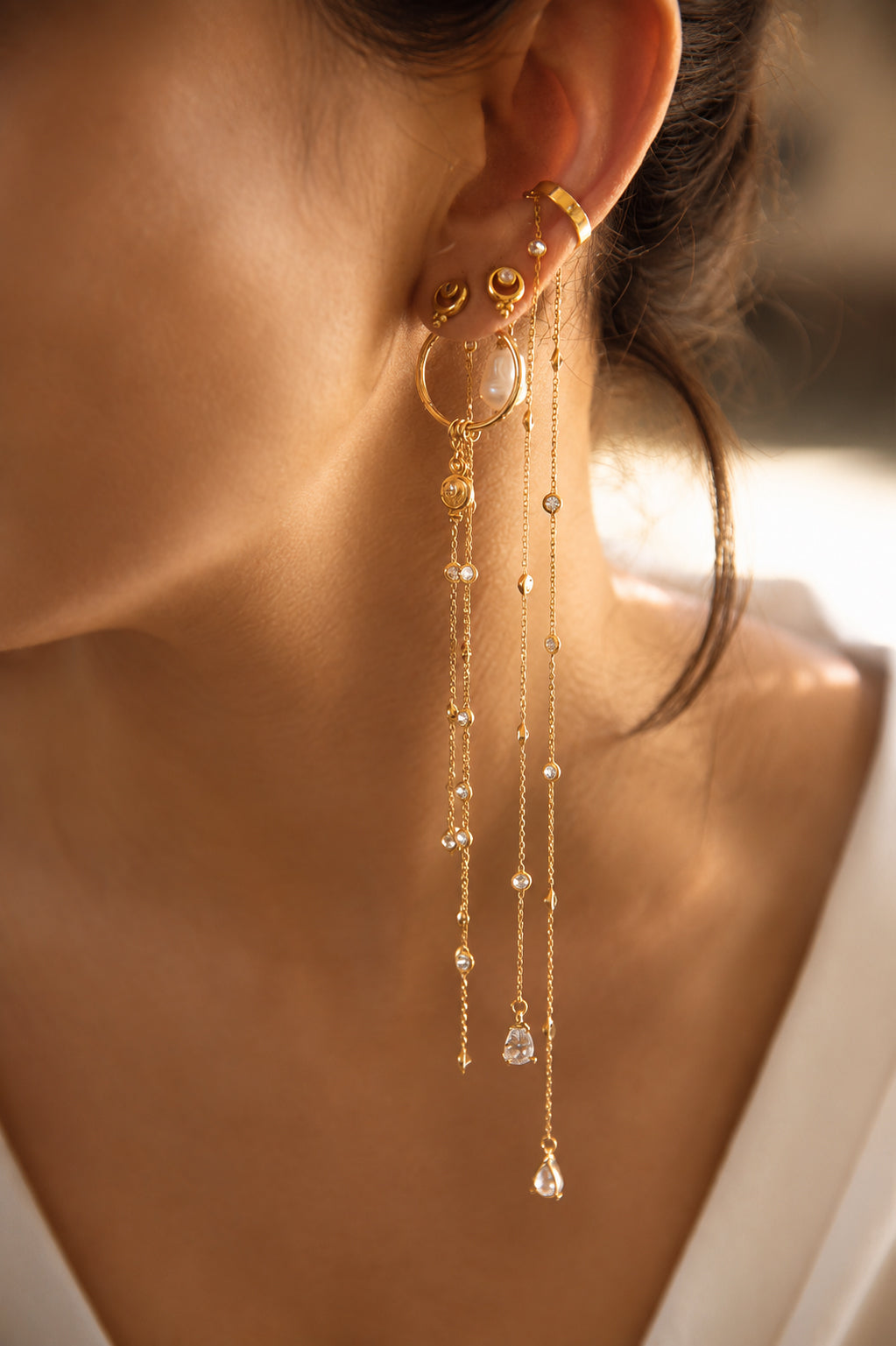 VALERIA-Zirkon Zincirli Earcuff