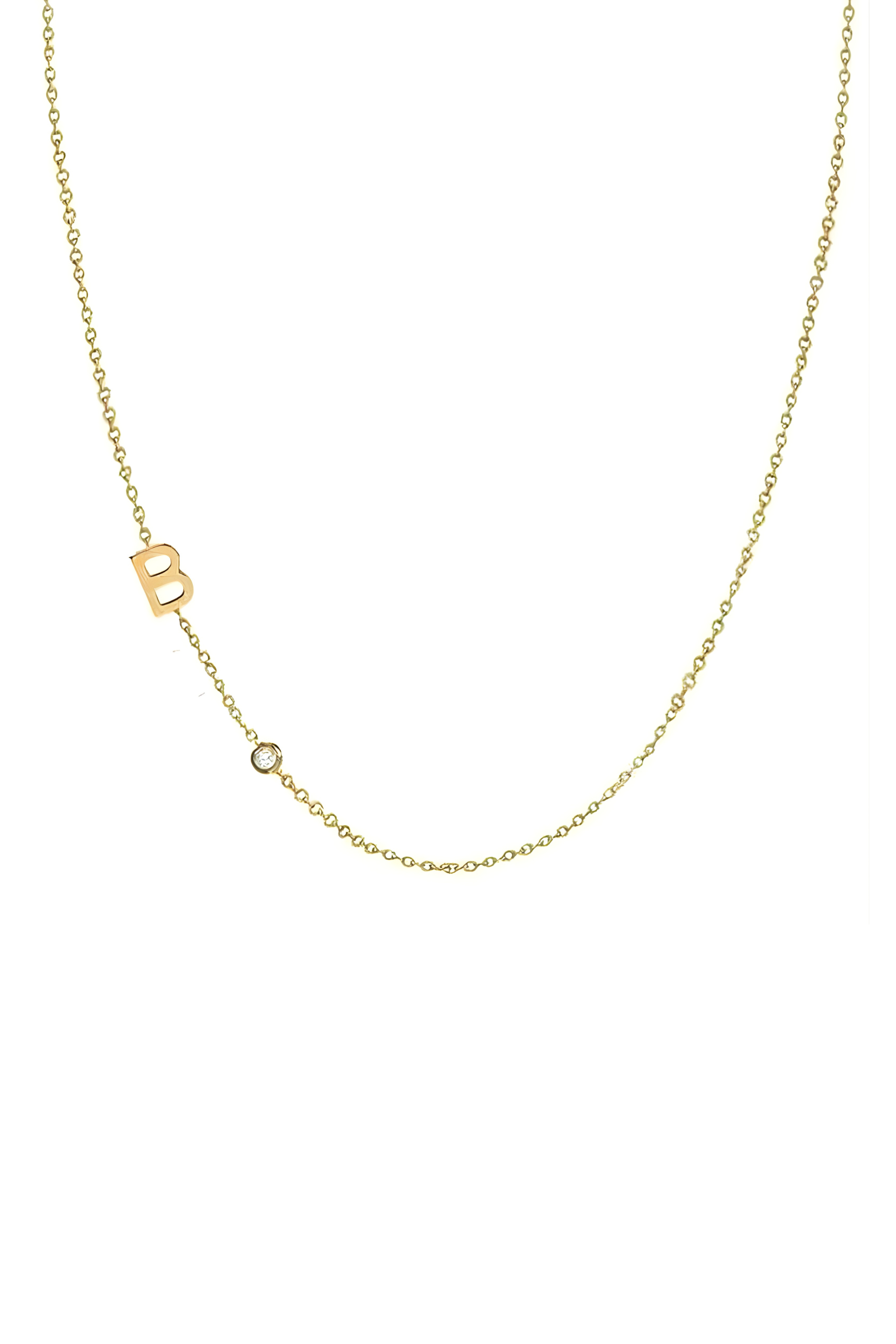 DIAMOND SIDEWAYS INITIAL - Taşlı Harf Kolye