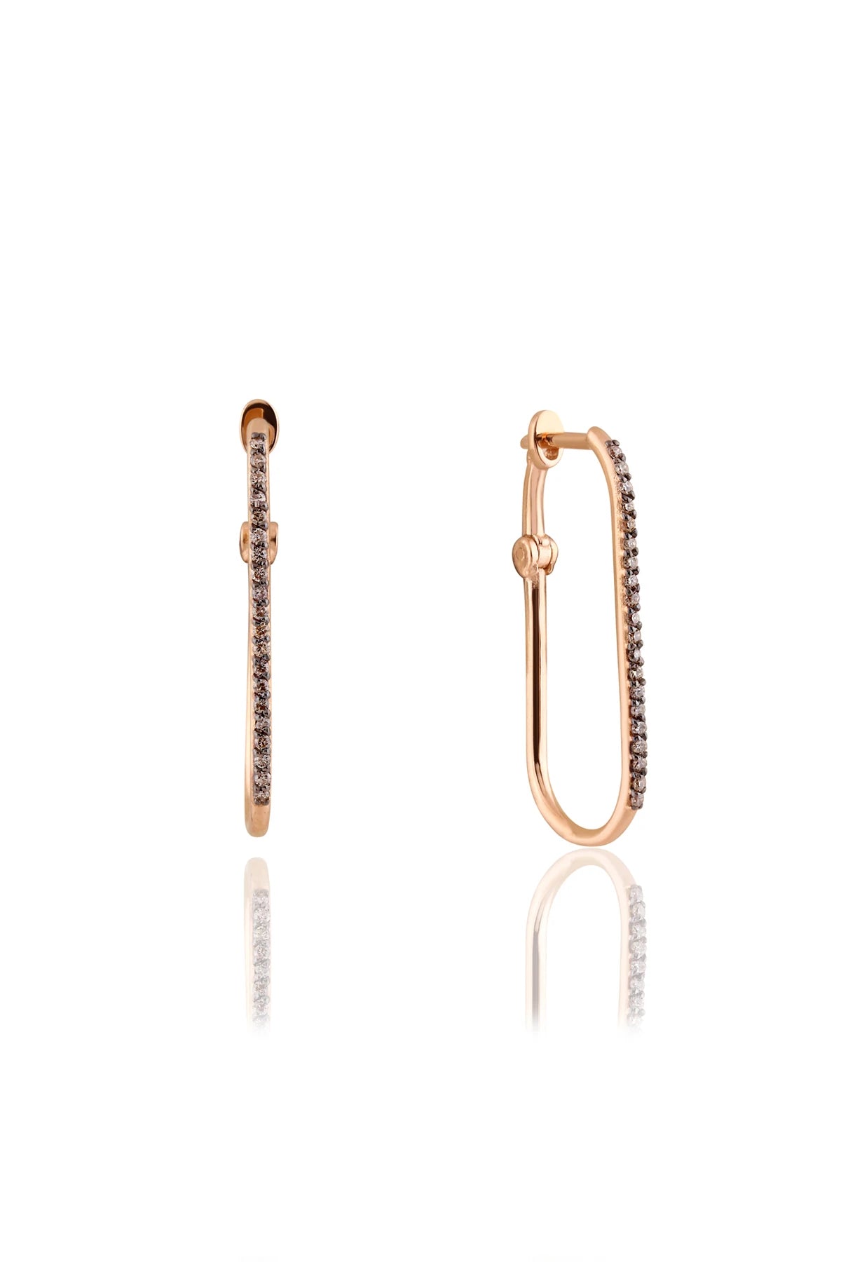 SMOKEY - 14K Altın Oval Halka Küpe