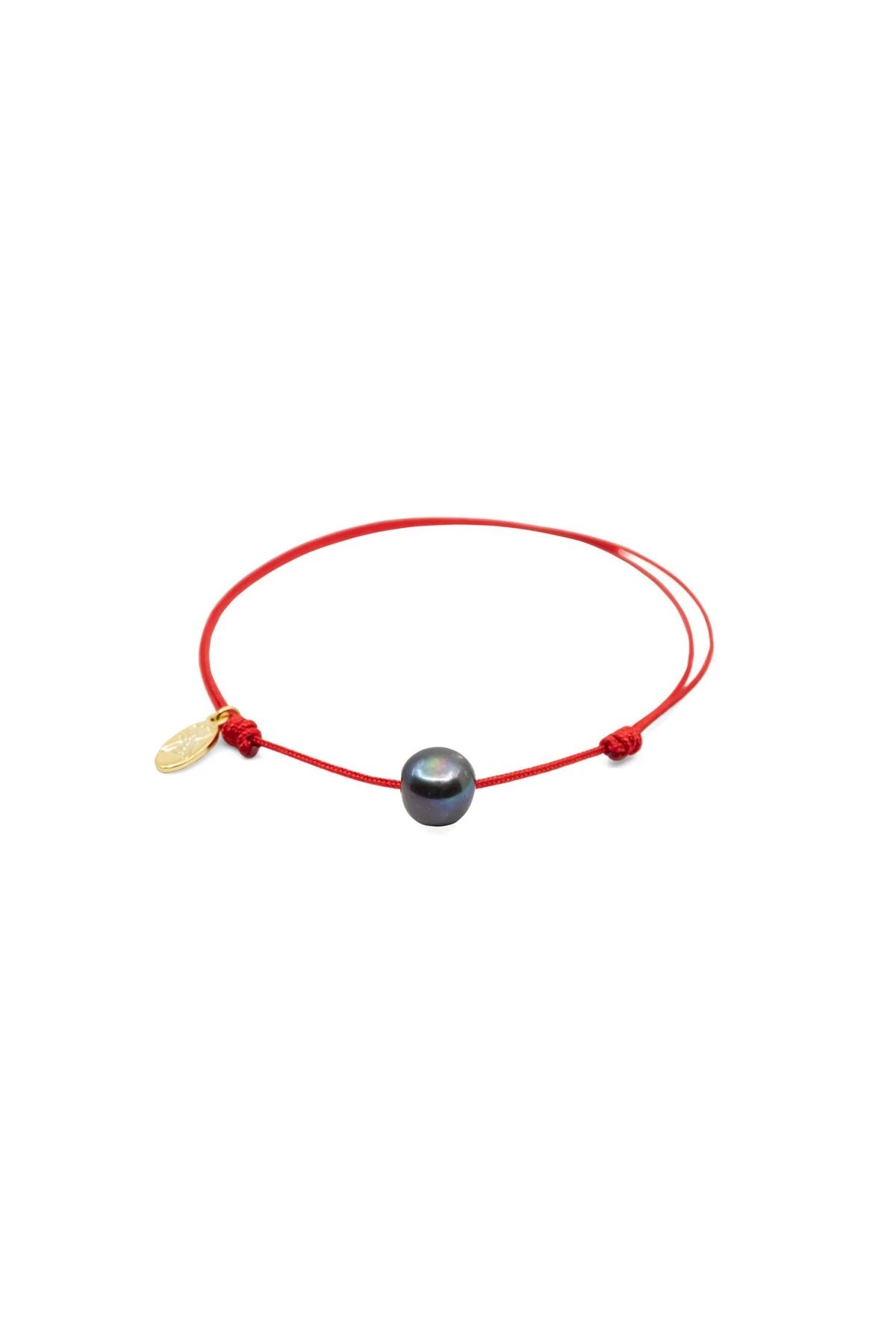 SINGLE PEARL - Grey - Siyah İncili İp Bileklik