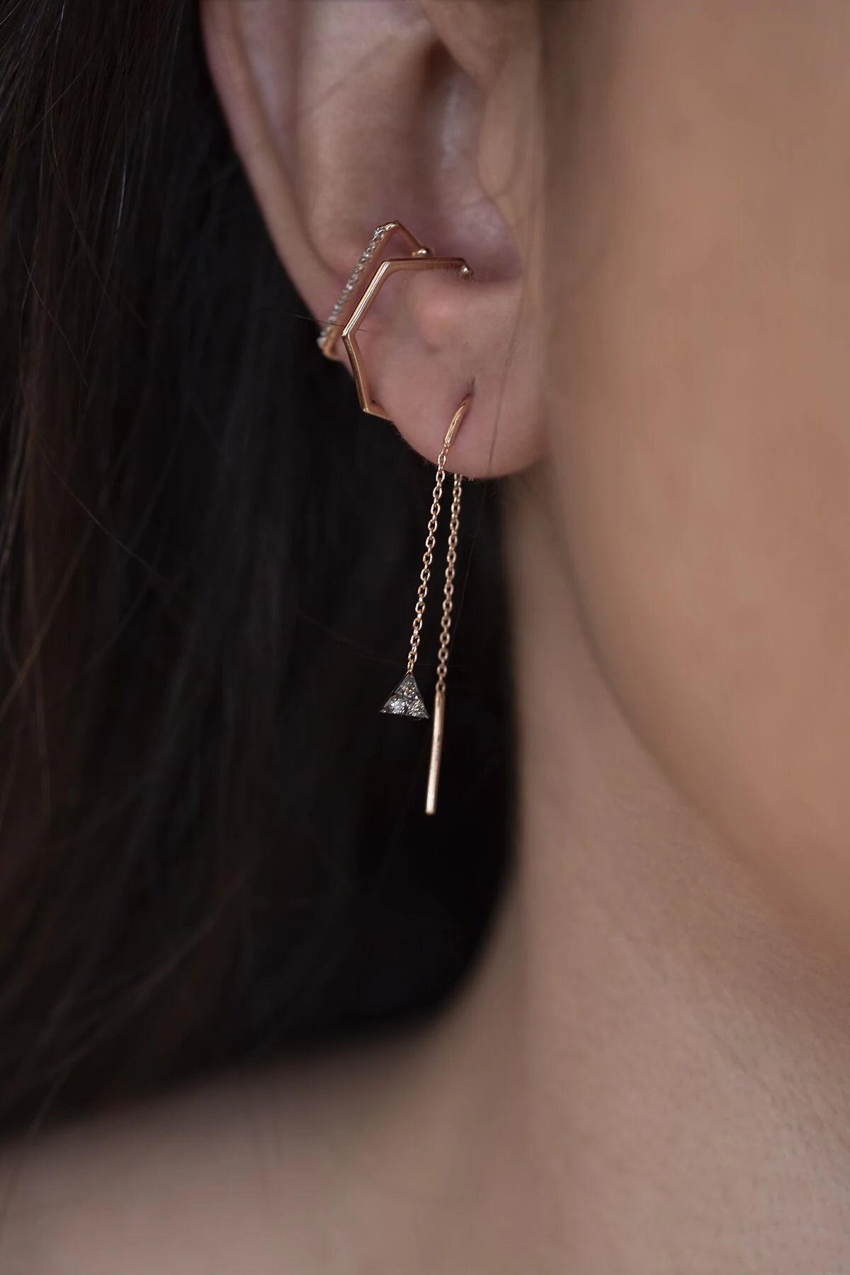 PENTAGON - 14K Altın Earcuff
